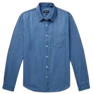 Club Monaco Slim Fit Cotton Chambray Shirt Designer Sustainable Size XL